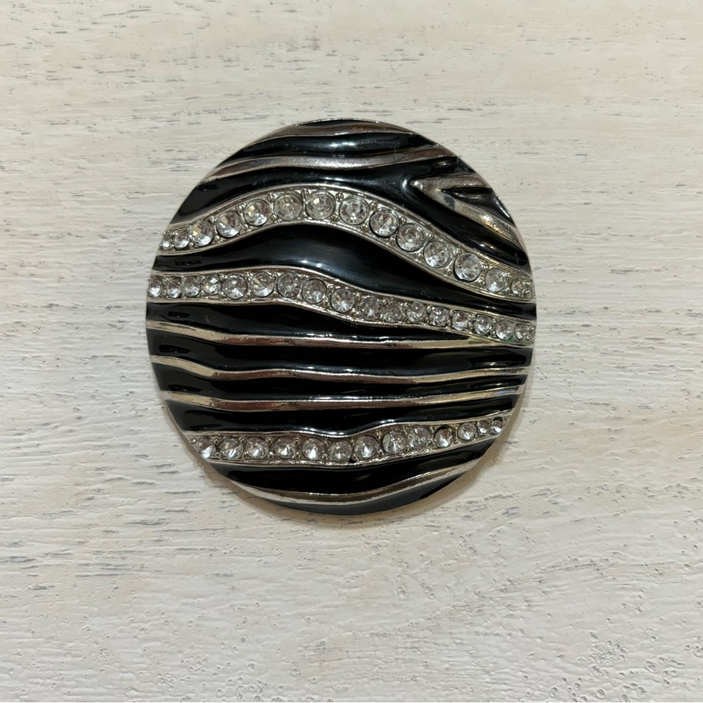 Zebra Print Rhinestone Pendant